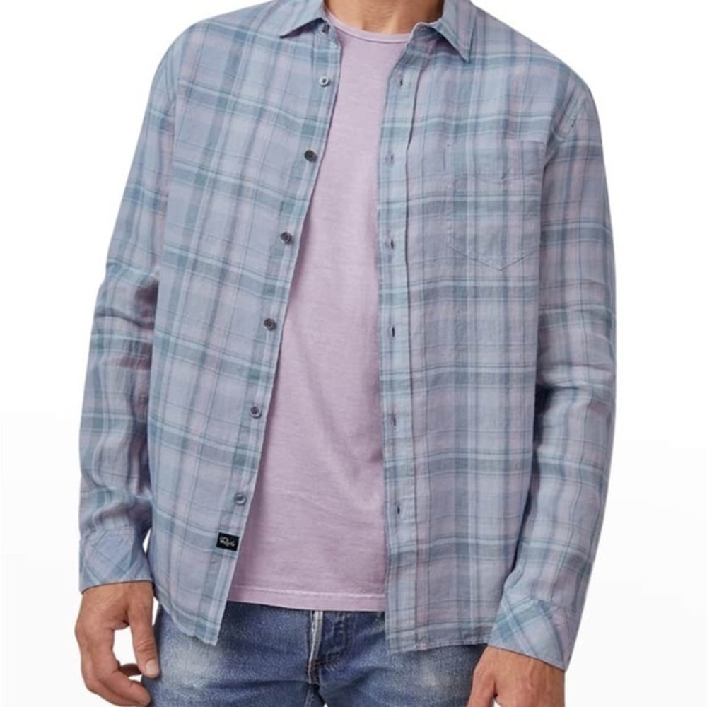 NWT rails plaid linen pastel blue and purple Havana  button down shirt